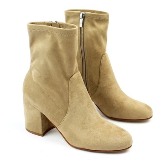 Marc Fisher Shoes - Marc Fisher Ileesia Tan Faux Suede Stretch Zipper Block Heel Bootie Size 11
